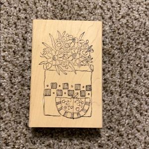 Flowers in a pot rubber stamp